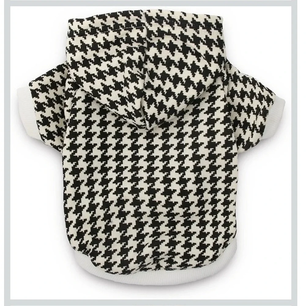 NWOT Dog Hoodie Houndstooth Clothes Pet Sweatshirt Dog Shirts for Dogs 8-13lbs